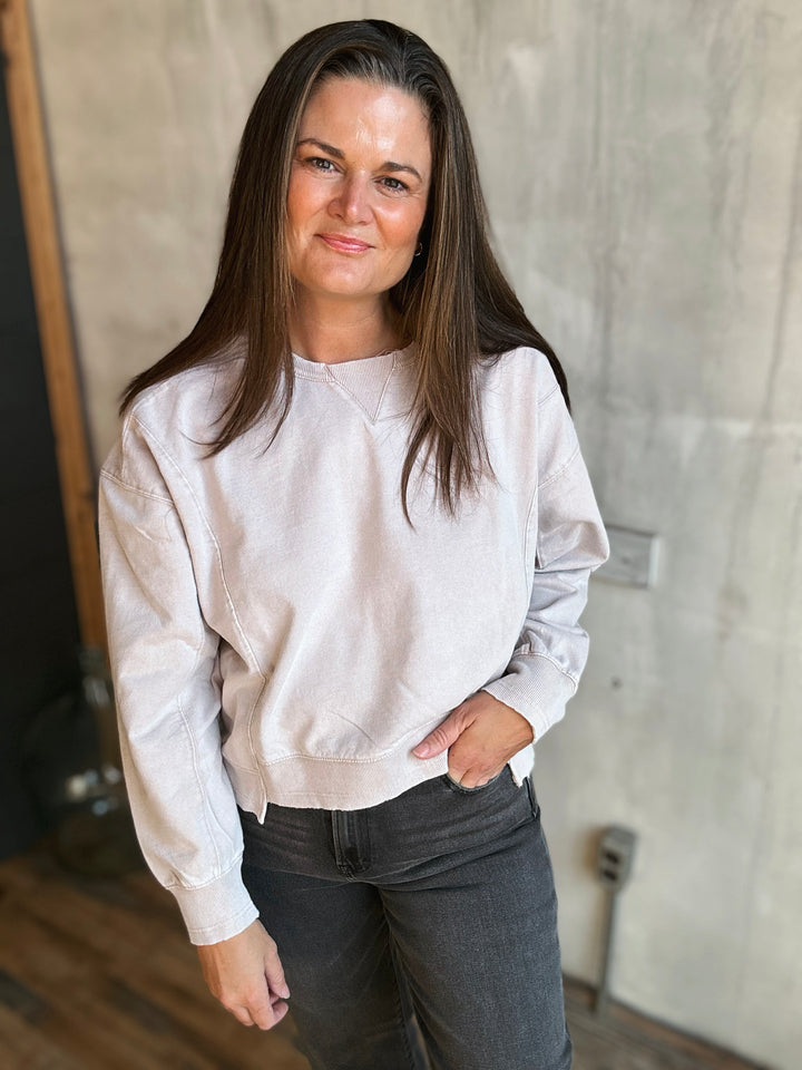 Raw Hem Crew Neck Sweatshirt