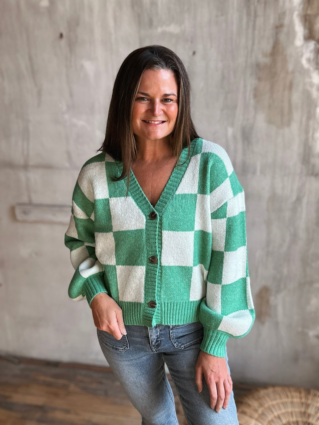 Liora Checkered Cardigan