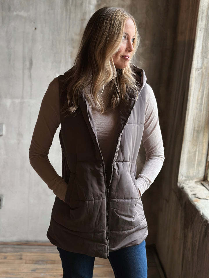 Hooded Duster Puffer Vest