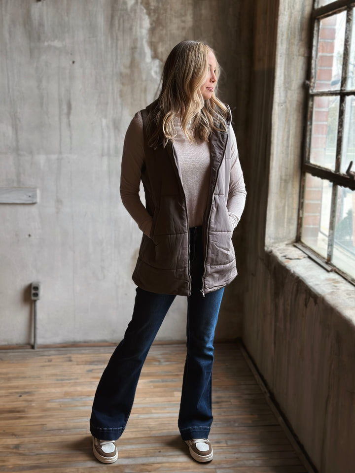 Hooded Duster Puffer Vest