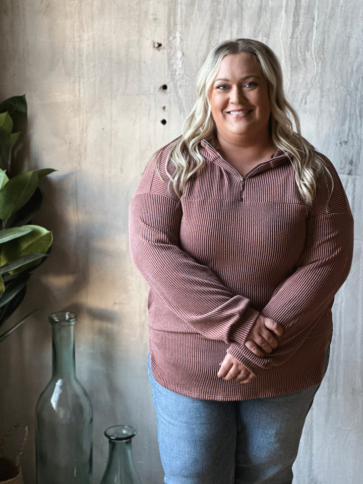 Plus Ribbed Hoodie Top