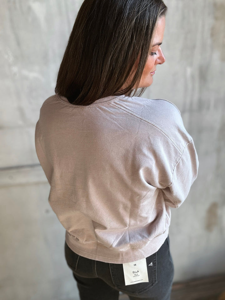 Raw Hem Crew Neck Sweatshirt