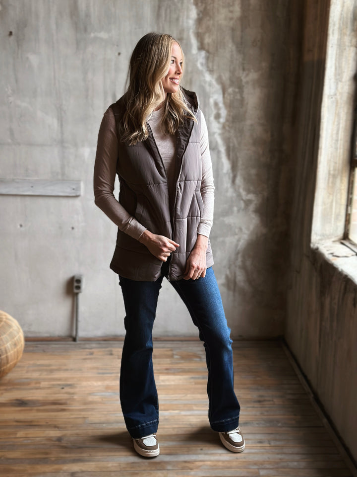 Hooded Duster Puffer Vest