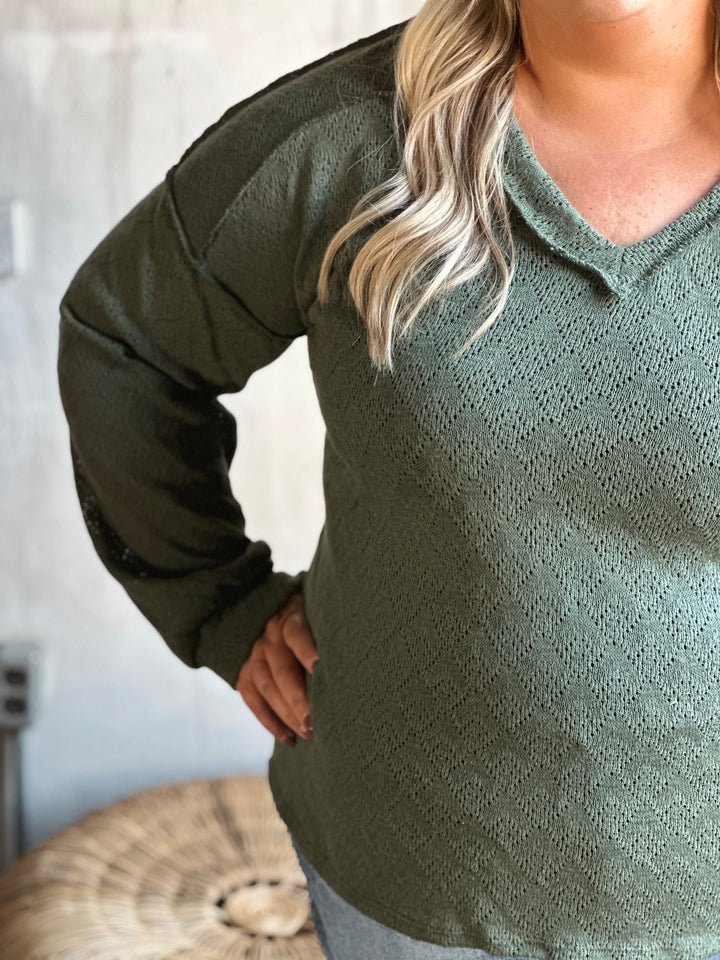 Plus Textured V-Neck Top