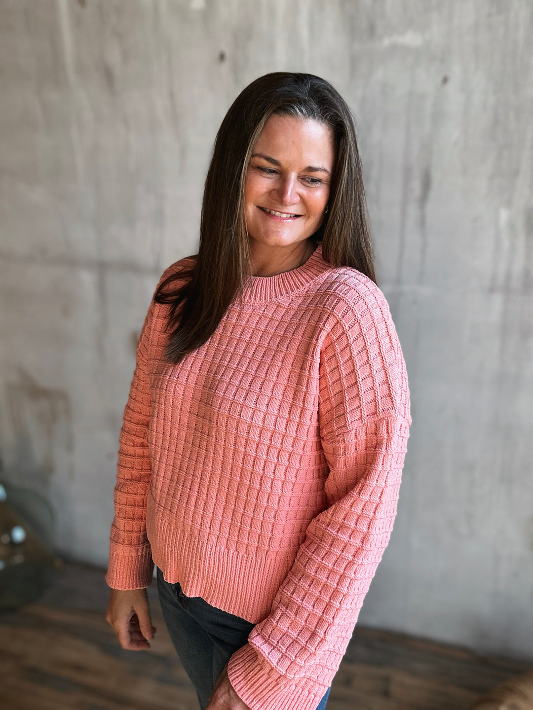 Oversized Textured Knit Sweater Top