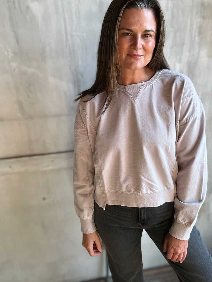 Raw Hem Crew Neck Sweatshirt
