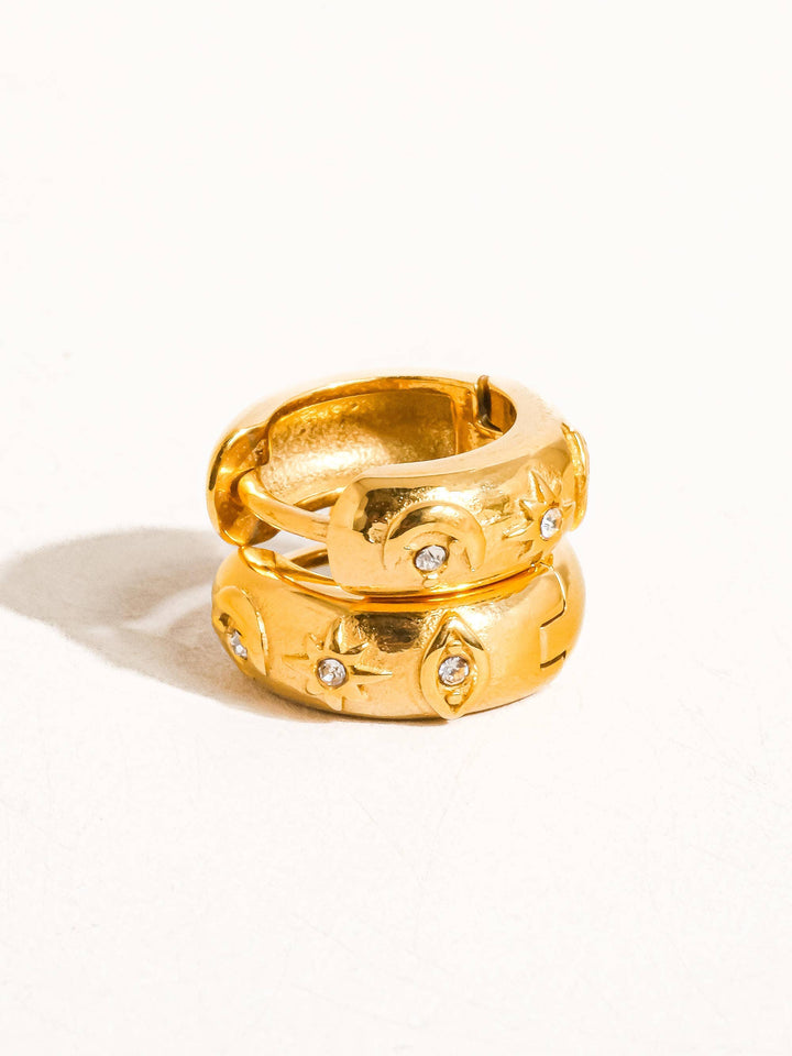 Orazio 18K Gold Non-Tarnish CZ Star Hoop Earring