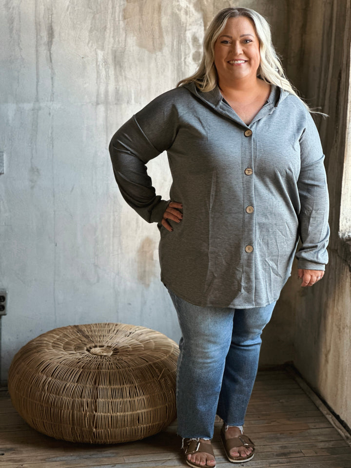 Plus Solid Scuba Hoodie Cardigan