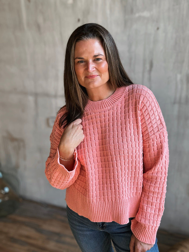 Oversized Textured Knit Sweater Top