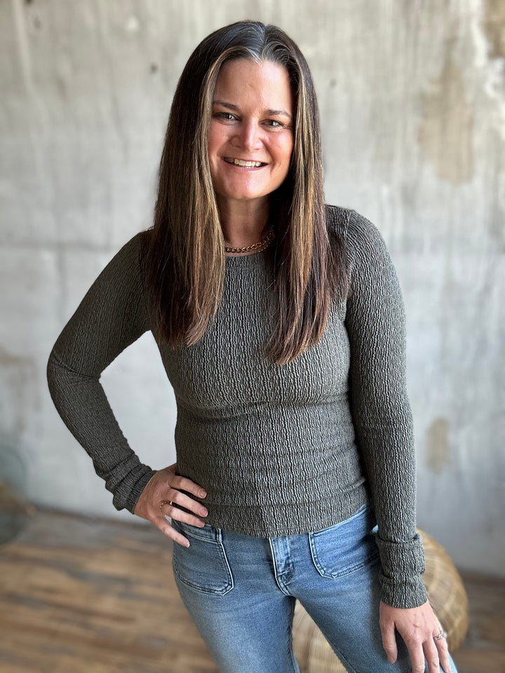 Puckered Jacquard Top