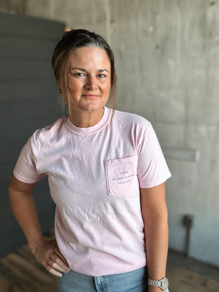Pocket Tee Pink Hummingbird