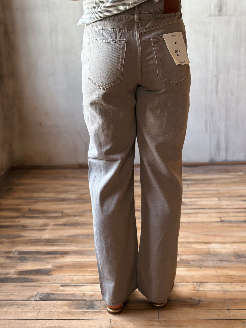 back of High Rise Wide Straight Jeans with Removable Belt