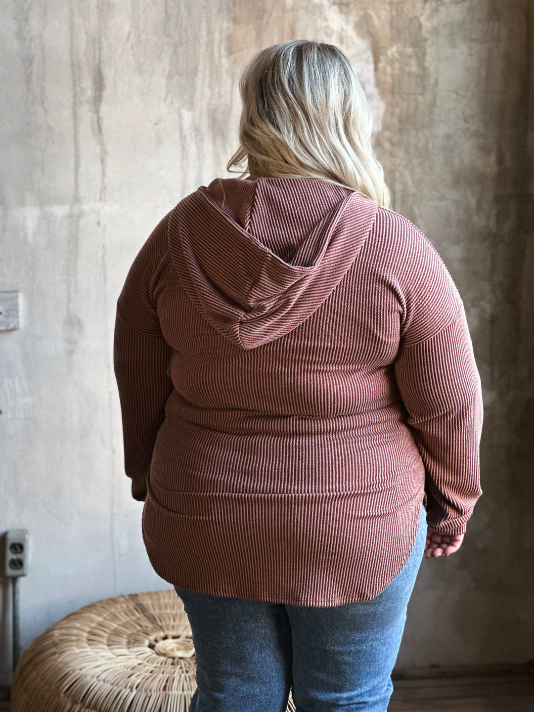 Plus Ribbed Hoodie Top