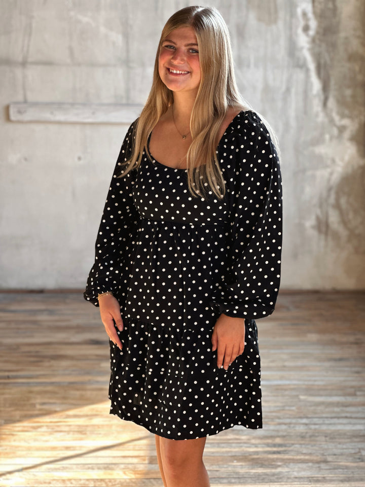 Polka Dot Tiered Mini Dress