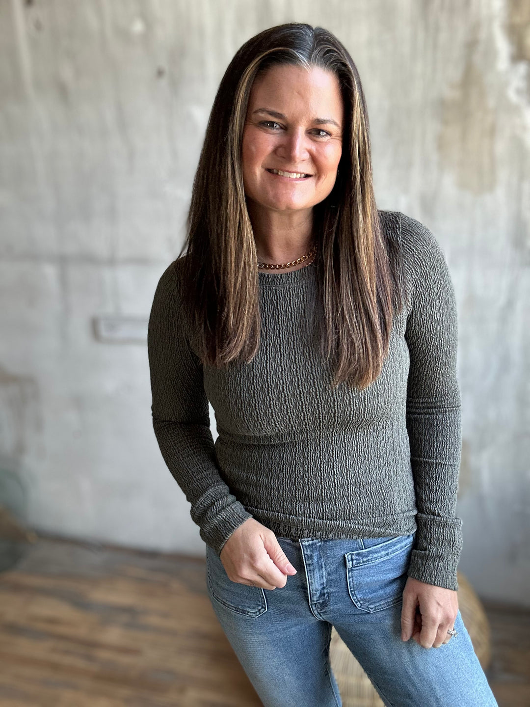 Puckered Jacquard Top