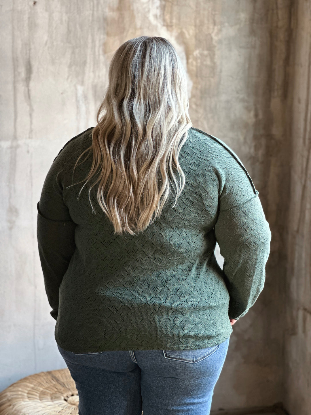 Plus Textured V-Neck Top