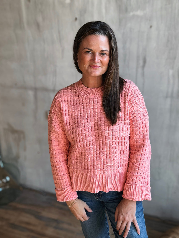 Oversized Textured Knit Sweater Top