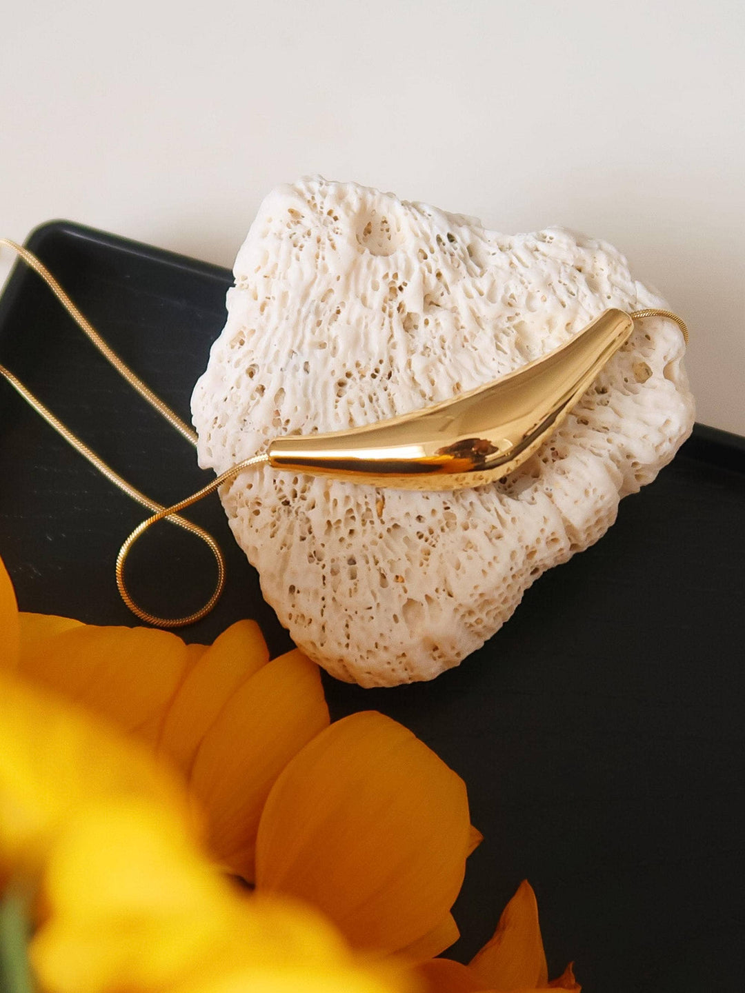 Cendre 18K Gold Non-Tarnish Curve Sweater Necklace
