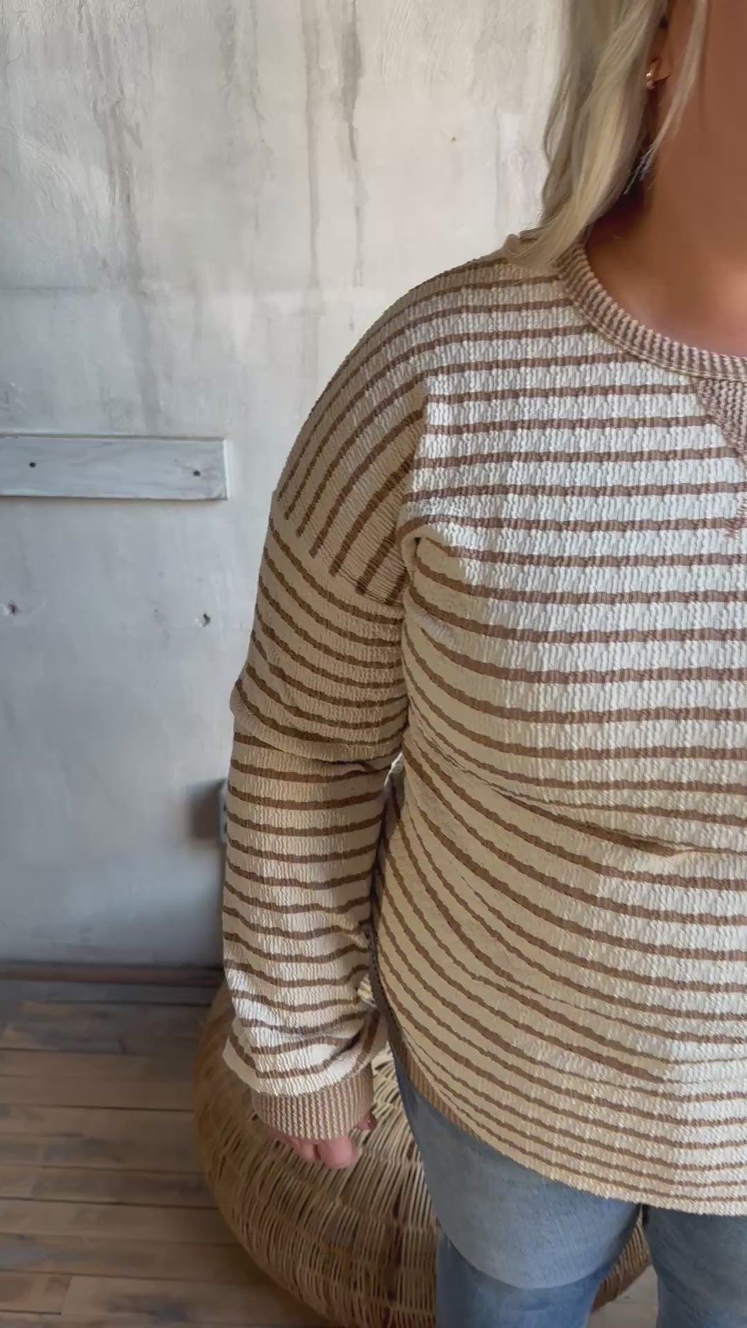 Plus Stripe Print Long Sleeve Top