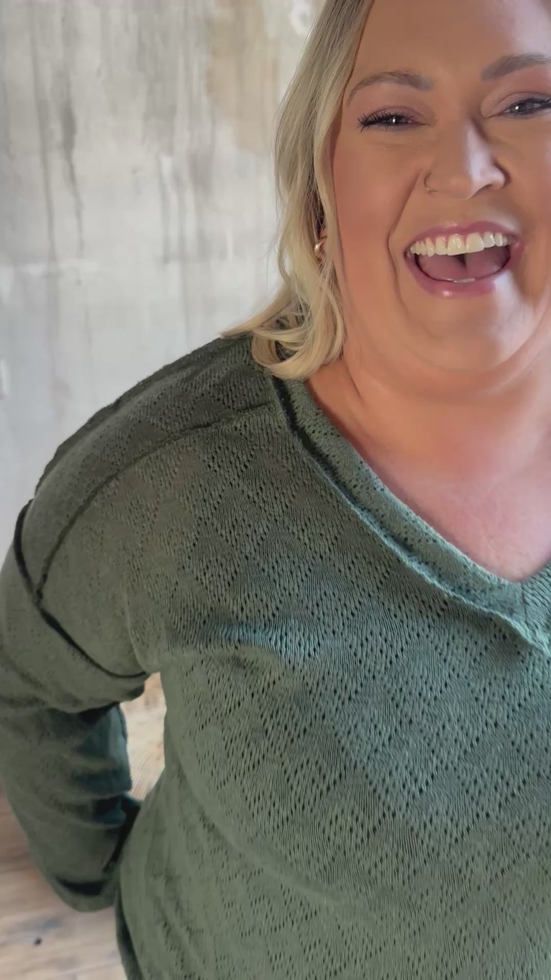 Plus Textured V-Neck Top