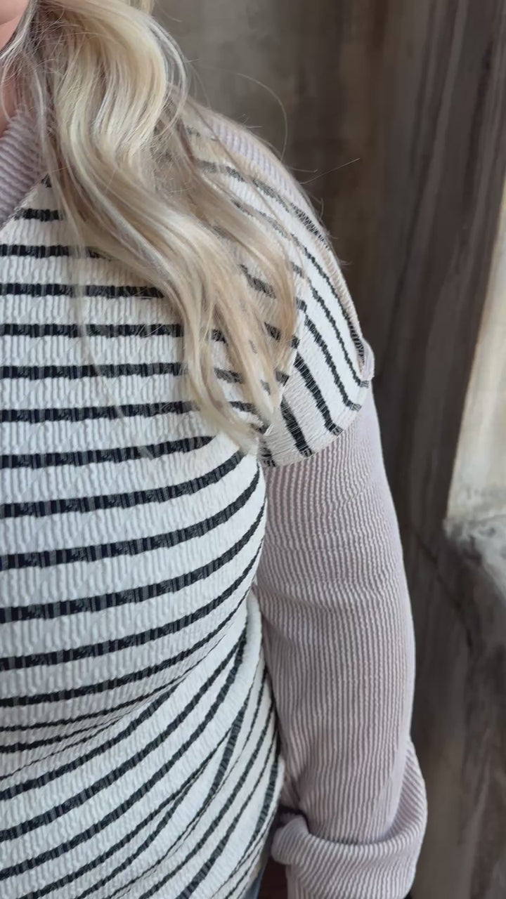 Plus Stripe & Solid Ribbed Top