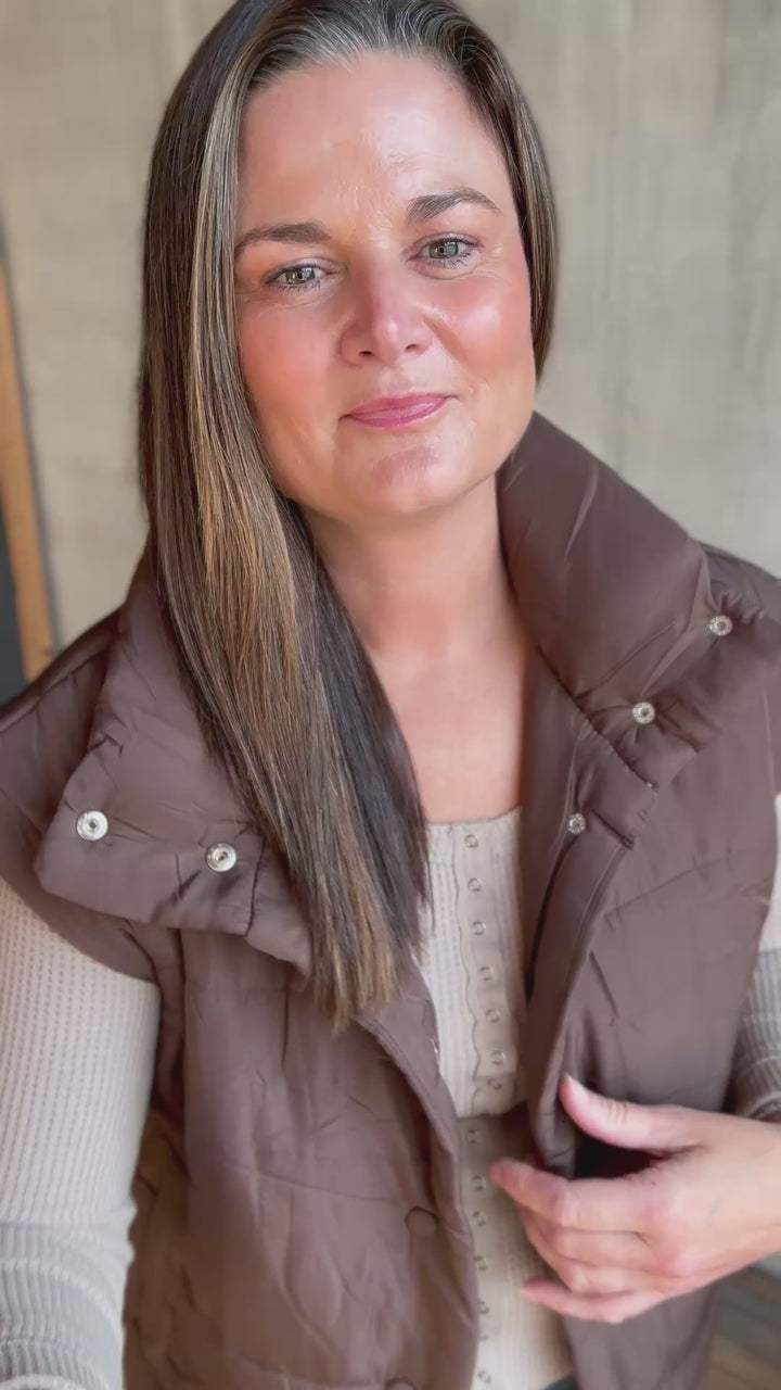 Oversized Snap Button Puffer Vest