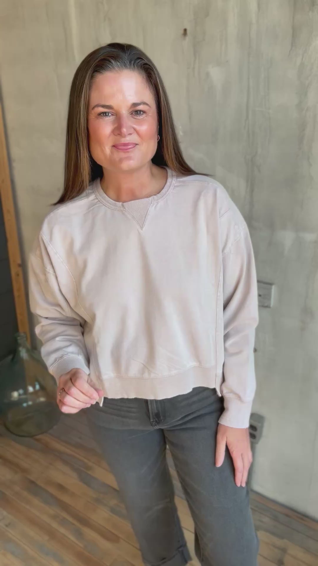 Raw Hem Crew Neck Sweatshirt