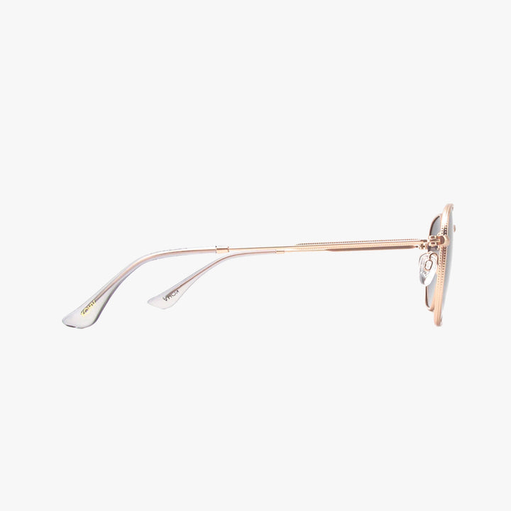Gold eyeglasses on a white background