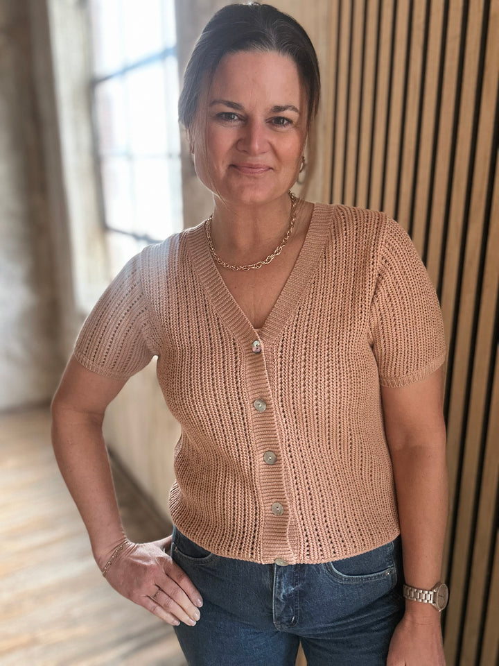 The Open Weave Button Cardigan