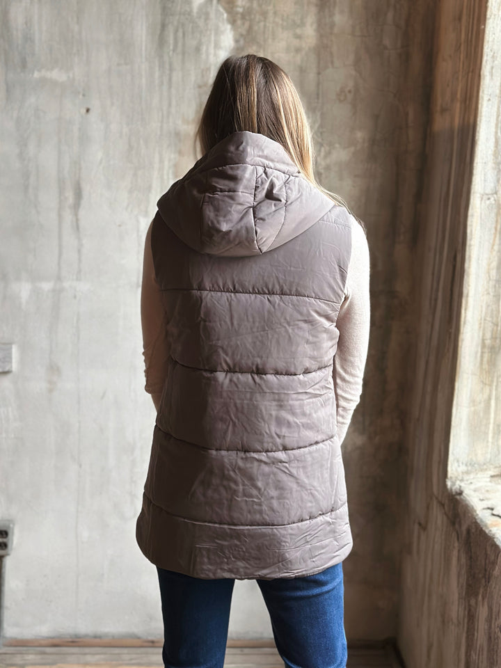 Hooded Duster Puffer Vest