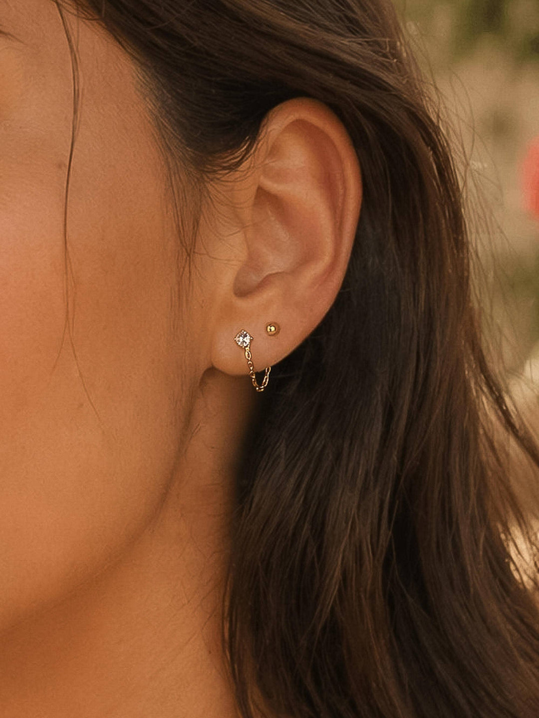 Nola 18K Gold Non-Tarnish CZ Chain Drop Earring Set