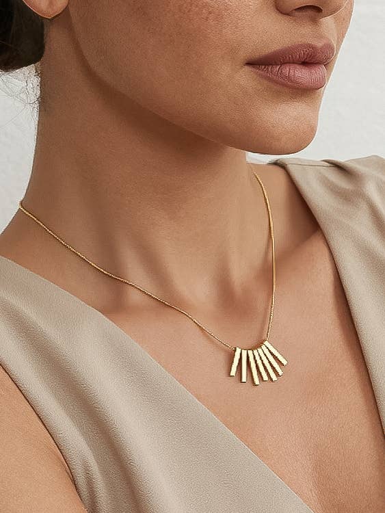 Lorraine 18K Gold Non-Tarnish Minimalist Bar Necklace