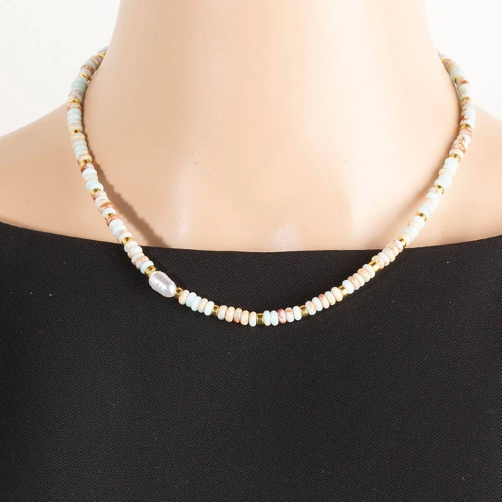 Assorted Earth Tones And Metallic Beaded Necklace