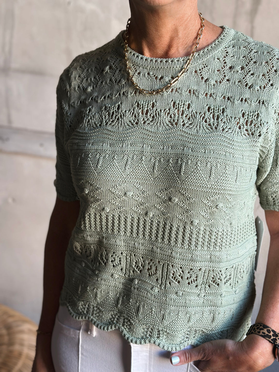 The Soft Pointelle Knit Top