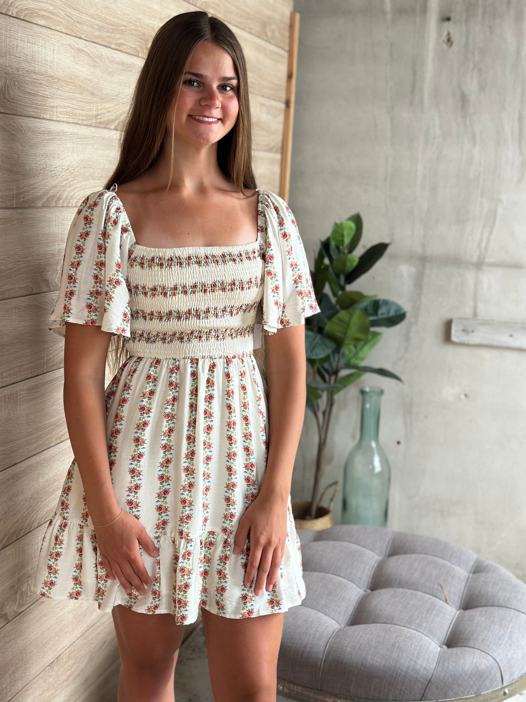 The Elara Bloom Mini Dress