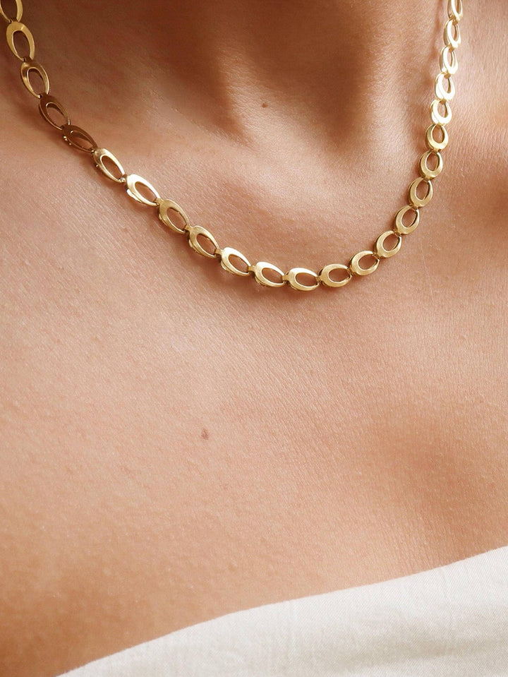 Thessaly 18K Gold Non-Tarnish Oval Link Chain Necklace