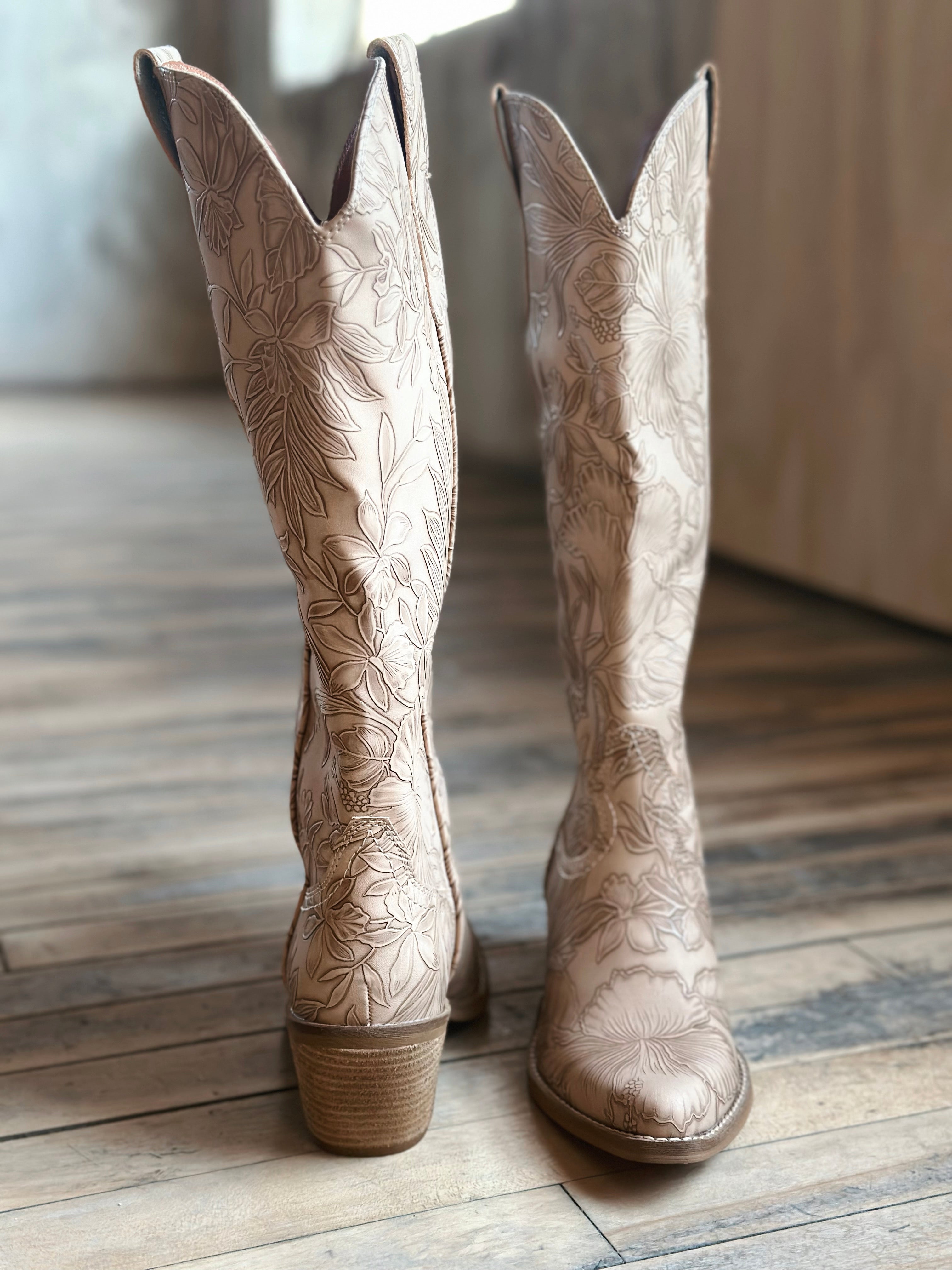 Adela Embossed Boots – Finery