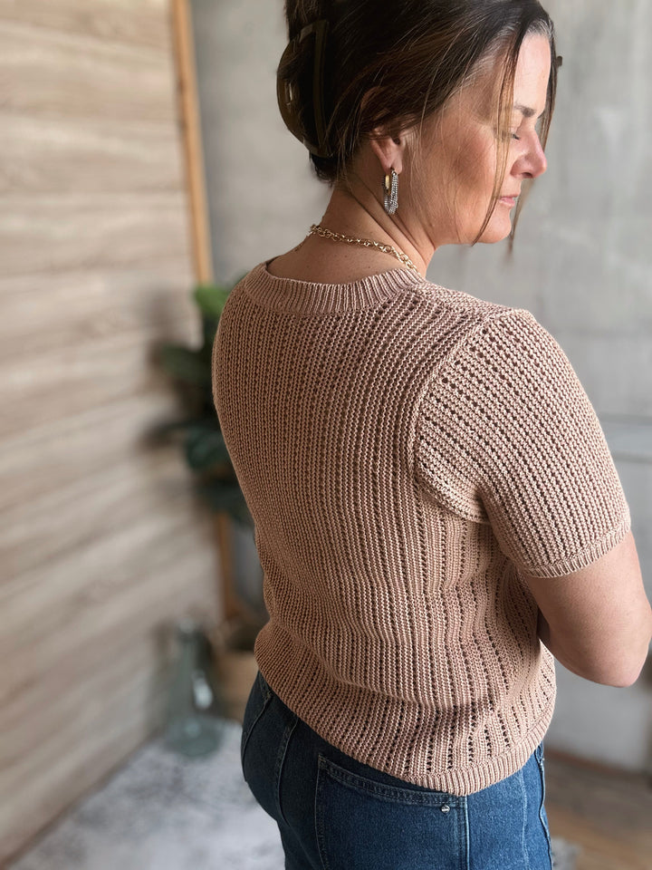 The Open Weave Button Cardigan