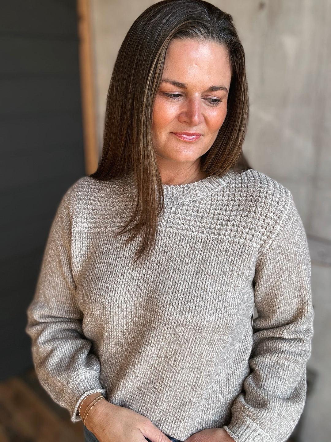 Textured Crew Neck Sweater