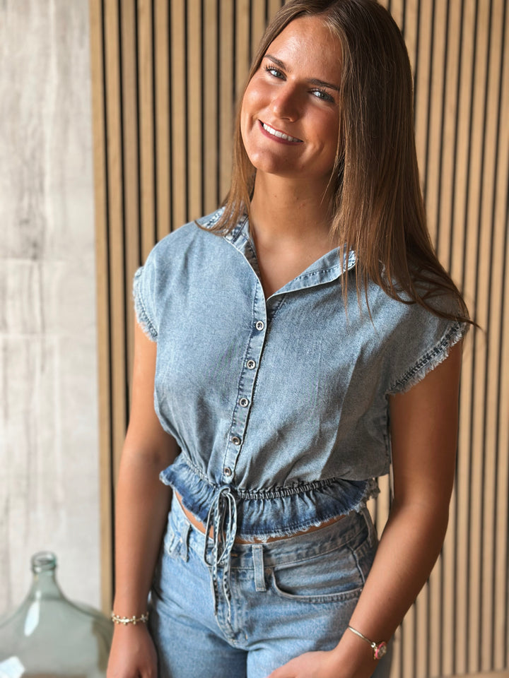 The Eden Denim Crop Shirt