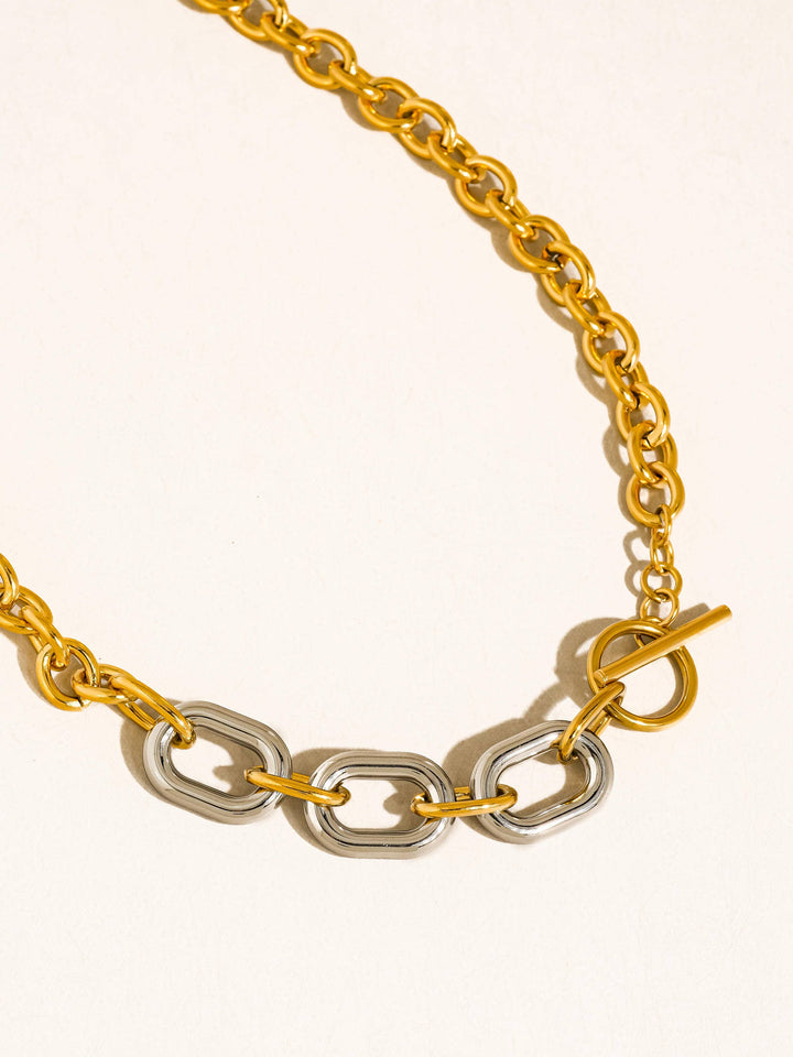 Lurette 18K Gold Non-Tarnish Two Tone Chain Necklace
