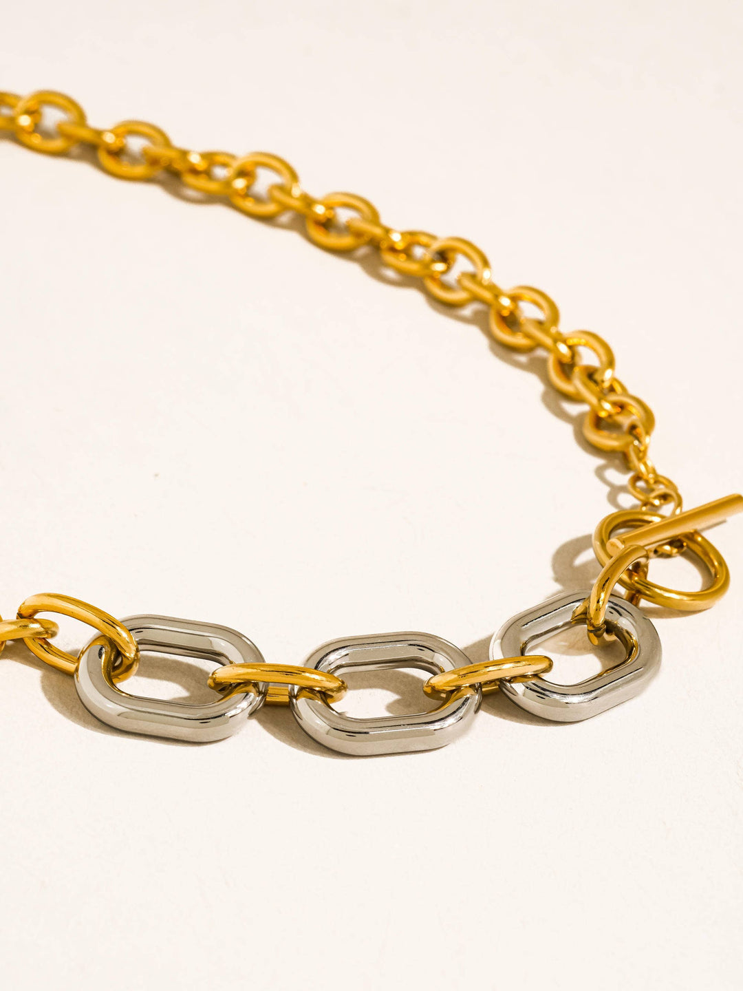 Lurette 18K Gold Non-Tarnish Two Tone Chain Necklace