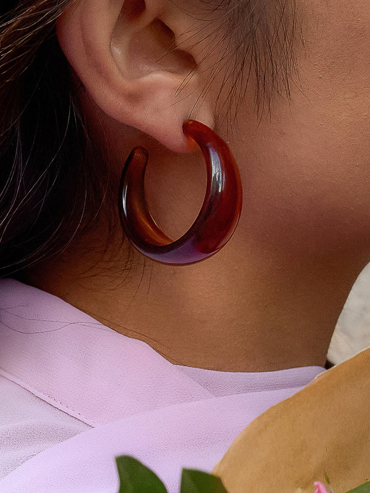 Ines 18K Gold Non-Tarnish Resin Hoop Earrings