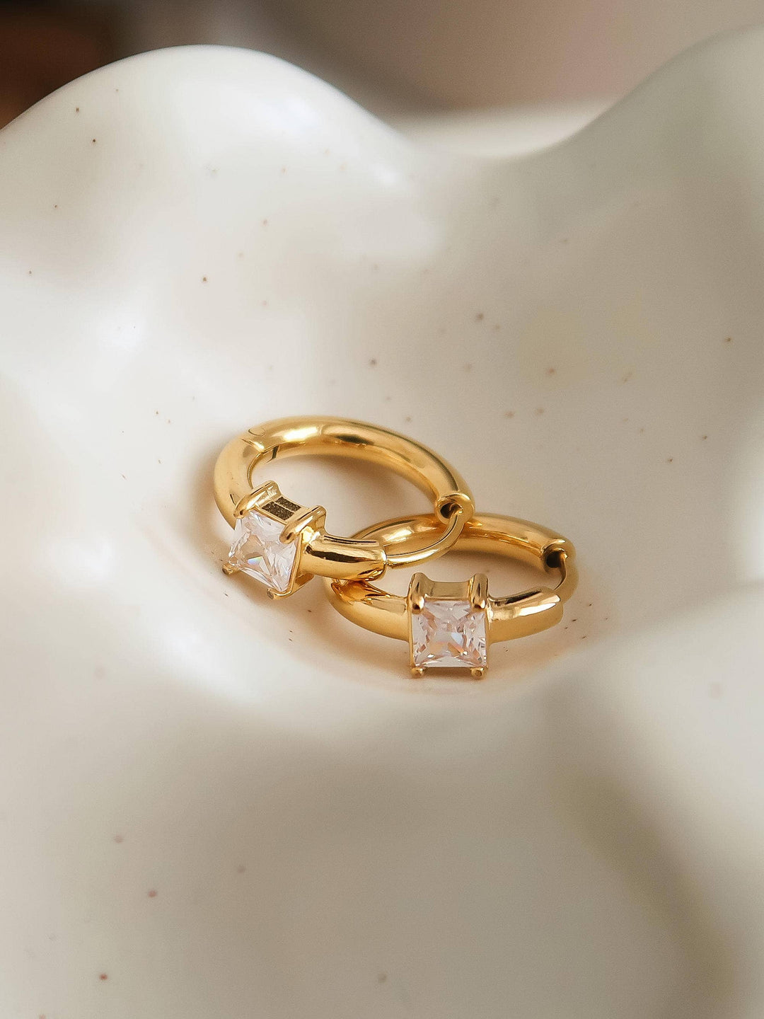 Adhara 18K Gold Non-Tarnish CZ Huggie Earrings