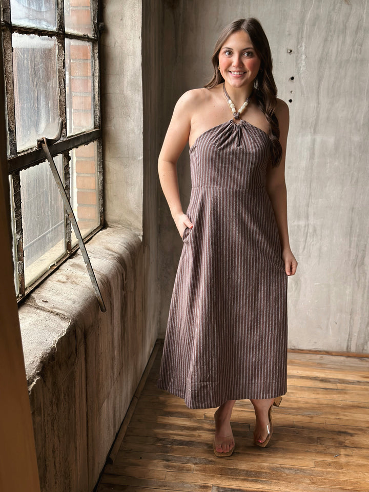 The Golden Hour Halter Dress