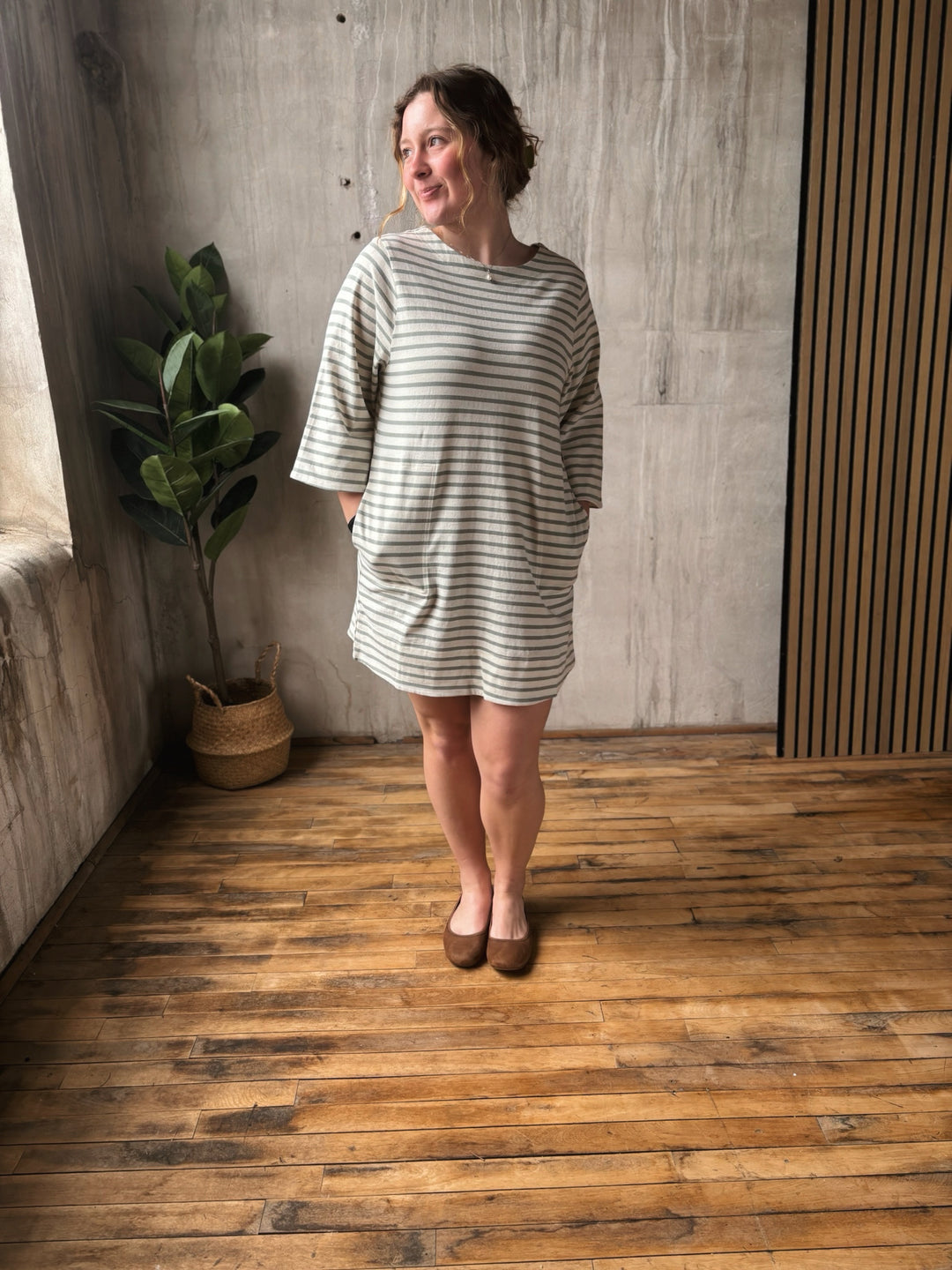 Sage Shift Mini Dress