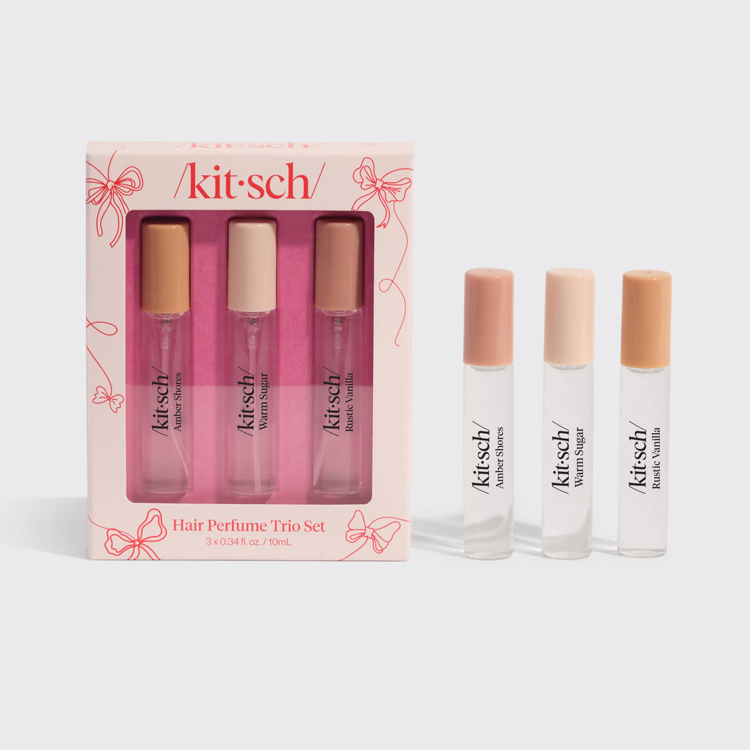 Kitsch Hair Perfume Trio Set with packaging on a white background