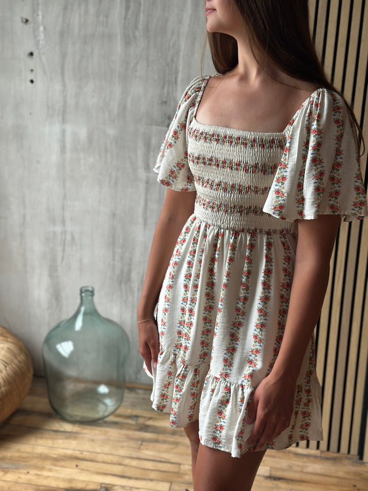 The Elara Bloom Mini Dress