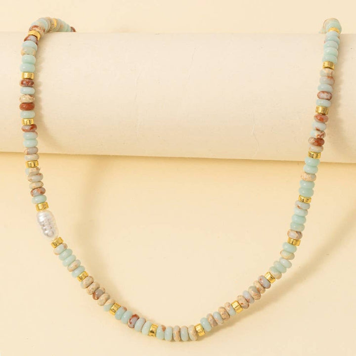 Assorted Earth Tones And Metallic Beaded Necklace