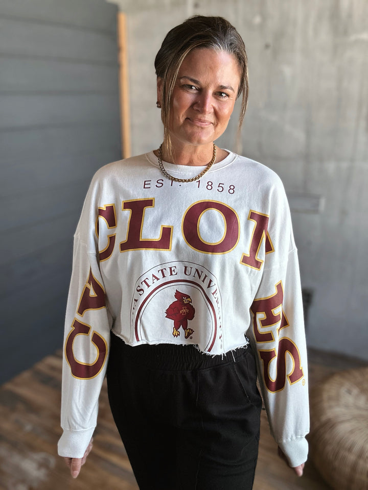 Iowa State Perkins Chenille Cropped Longsleeve